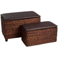 Leaf Woven Storage Ottoman - Set of 2 | Cattail