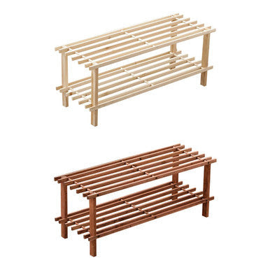 Dark Cedar Wood 2 Tier Shoe Rack | Arla