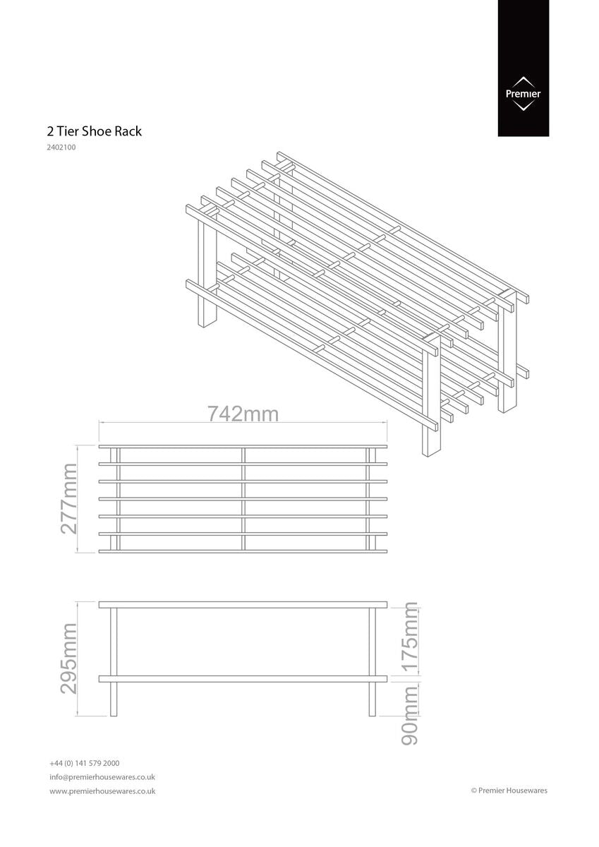 Dark Cedar Wood 2 Tier Shoe Rack | Arla