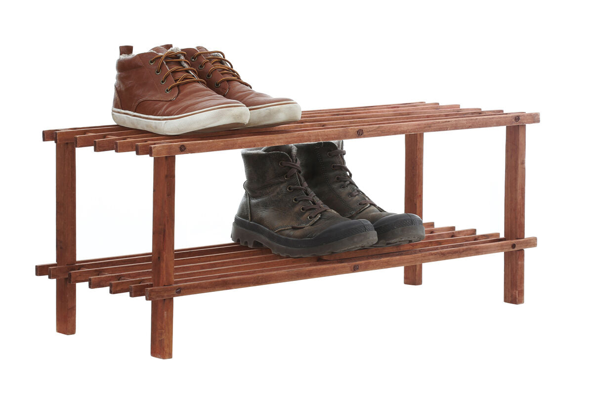 Dark Cedar Wood 2 Tier Shoe Rack | Arla