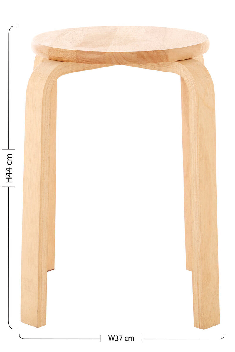 Heva Natural Hevea Wood Round Stool