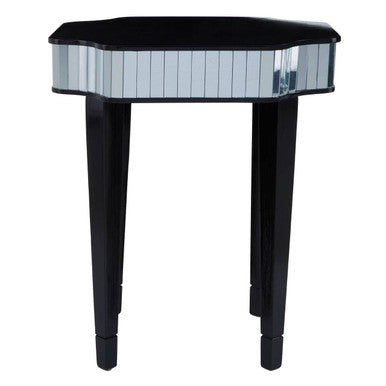 Black Mirrored Detail Top Side Table with Smooth Surface, Clavier