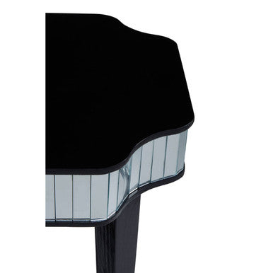 Black Mirrored Detail Top Side Table with Smooth Surface, Clavier