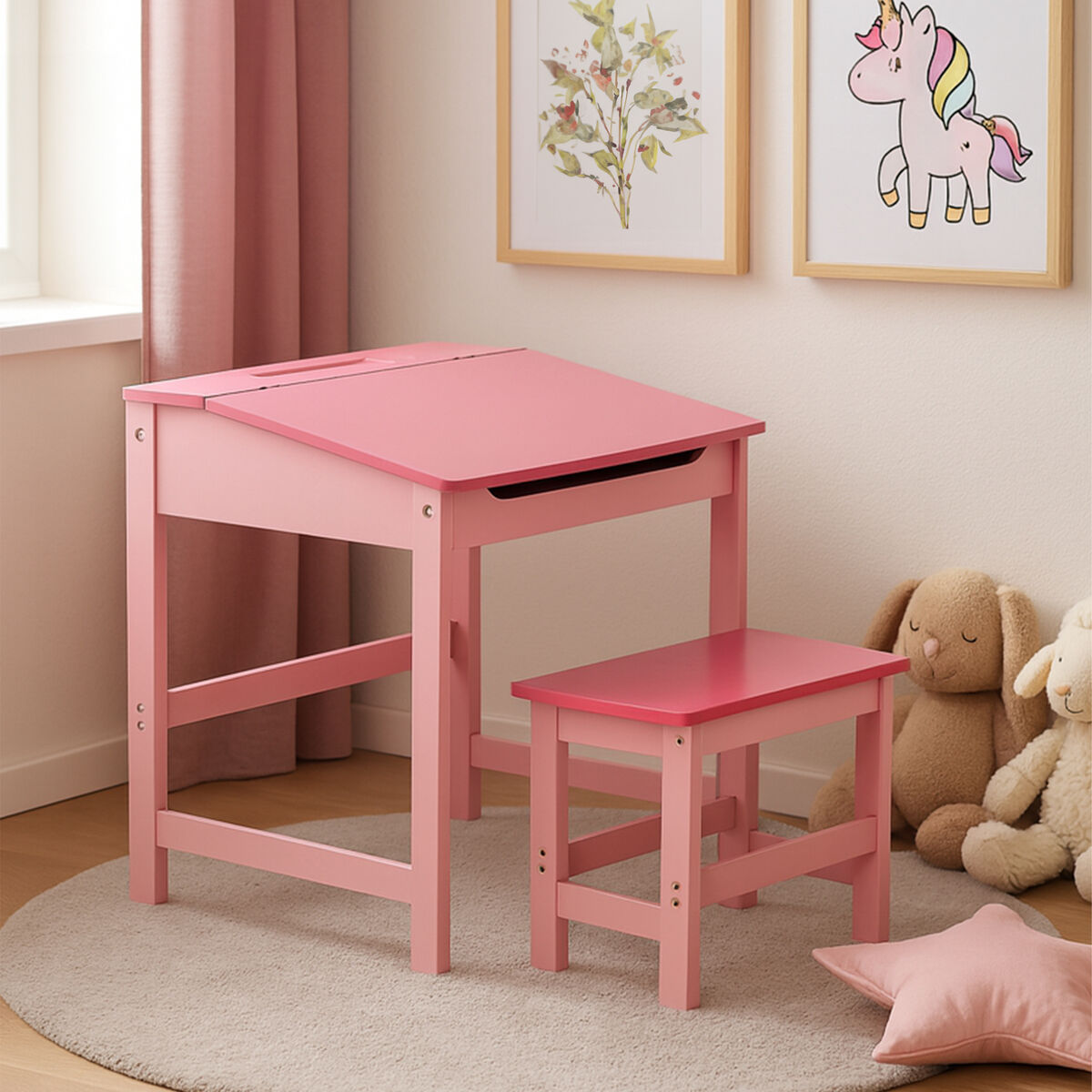 Jordan Children's Pink Desk And Stool