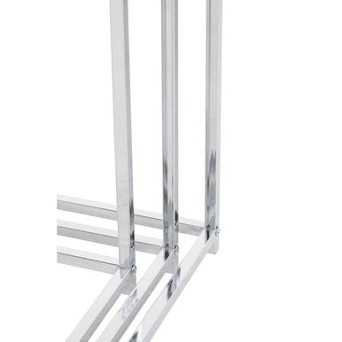 Silver and Black Nesting Set of 3 Accent Tables with Chrome Metal Frames, Fulton