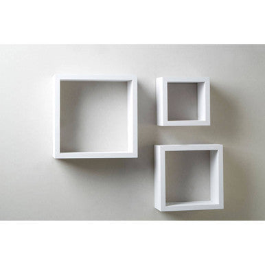 Set Of Three White Mdf And Pvc Coating Wall Cubes | Kayli