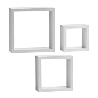 Set Of Three White Mdf And Pvc Coating Wall Cubes | Kayli