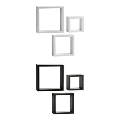 Set Of Three White Mdf And Pvc Coating Wall Cubes | Kayli