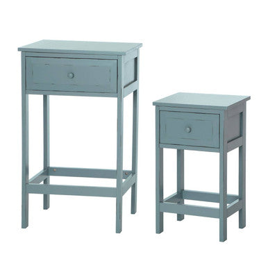 Grey Set of 2 Engineered Wood Bedside Tables with 2 Storage Drawers, Chatelet