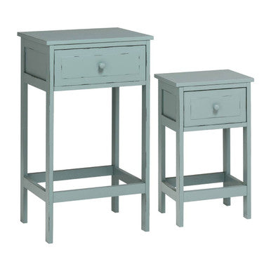 Grey Set of 2 Engineered Wood Bedside Tables with 2 Storage Drawers, Chatelet