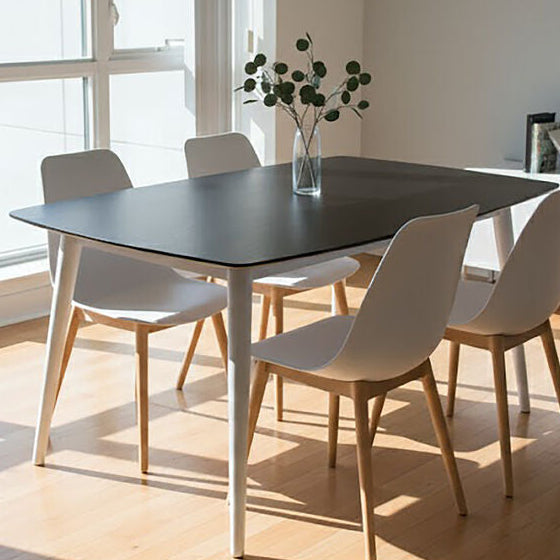 White and Black Ash Veneer Dining Table with Modern Style, Cassy