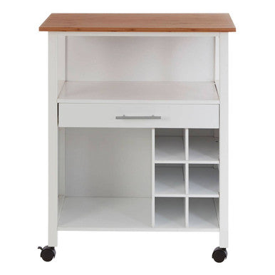 Natural Bamboo Top Kitchen Trolley With Drawer and Shelves, Harlow