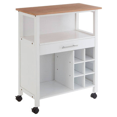 Natural Bamboo Top Kitchen Trolley With Drawer and Shelves, Harlow