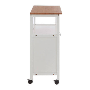 Natural Bamboo Top Kitchen Trolley With Drawer and Shelves, Harlow
