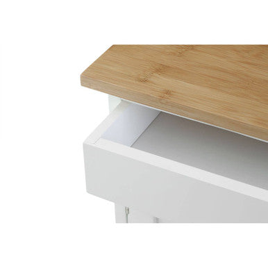 White and Natural Kitchen Trolley with Drawer, Harlow