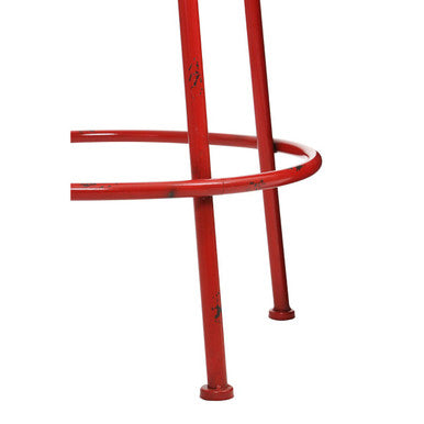 Artisan Red Metal Stool with Footrest
