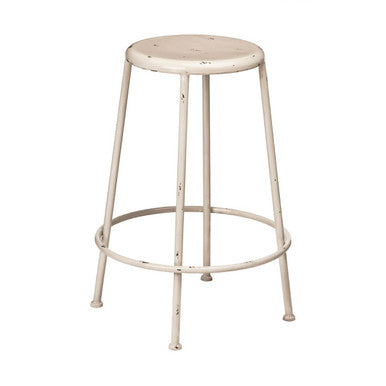 Artisan Cream Metal Bar Stool with Footrest
