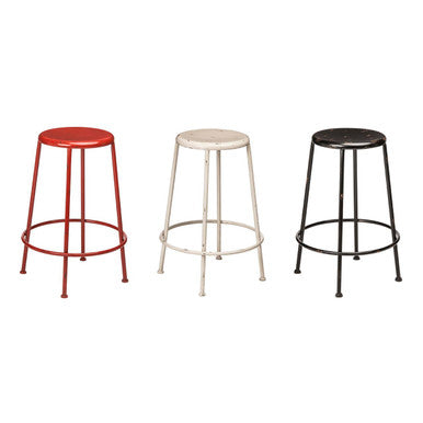Artisan Cream Metal Bar Stool with Footrest