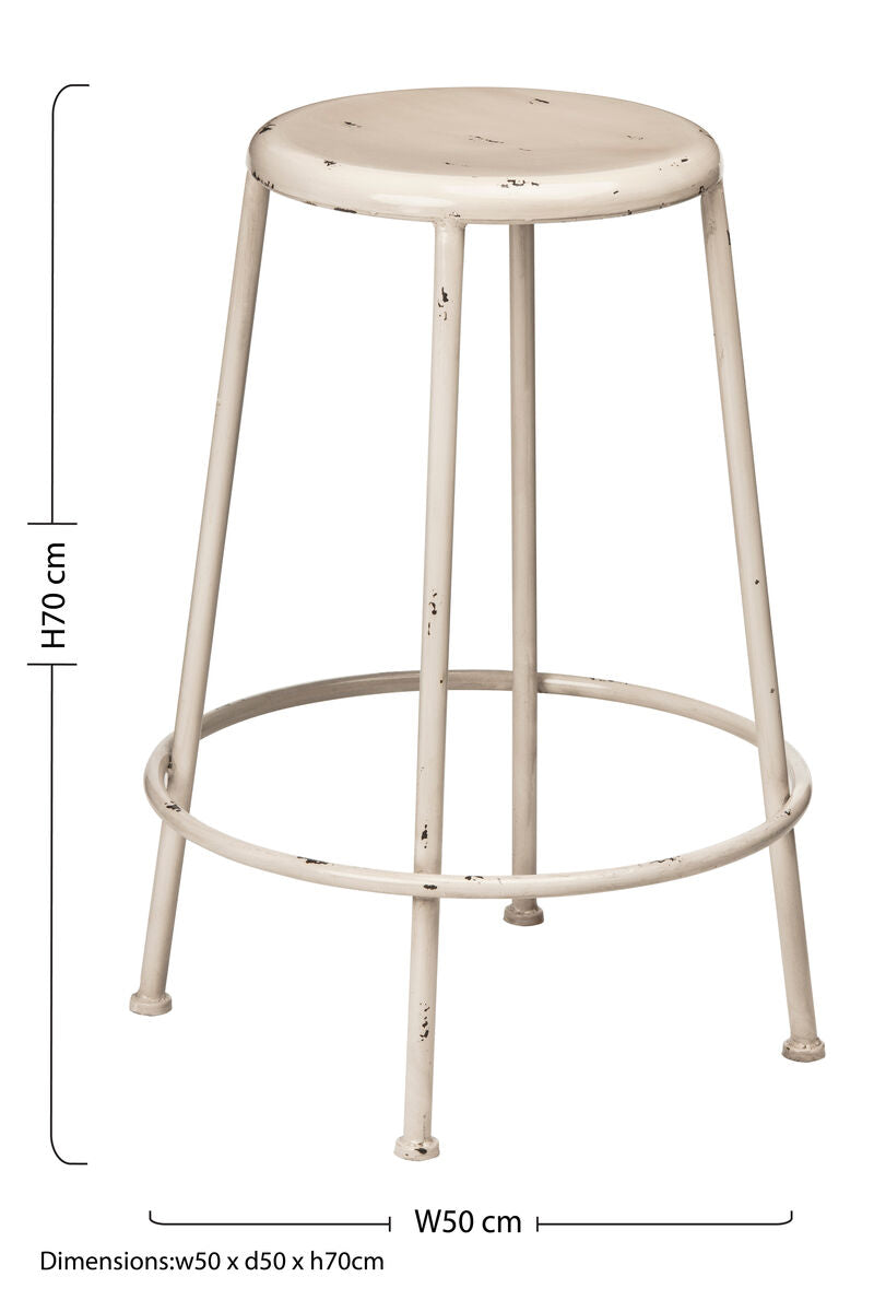 Artisan Cream Metal Bar Stool with Footrest