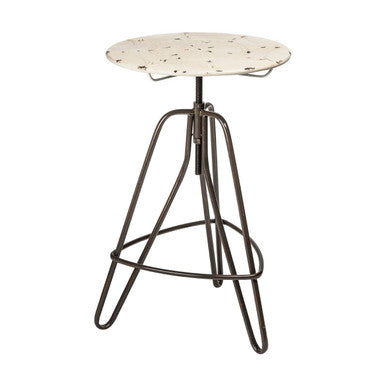 Cream Metal Adjustable Bar Table with Black Distressed Finish Hairpin Legs, Artisan