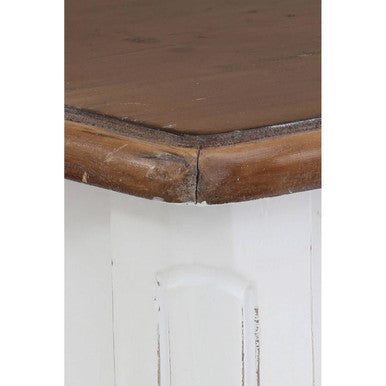 Set of 2 Brown Wood Top Accent Tables with White High Gloss Finish Legs, Serena