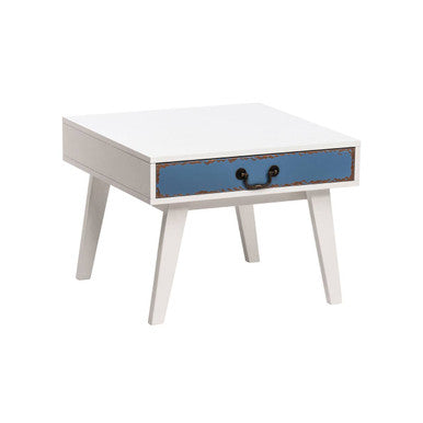 White Square Side Table with Drawer, Alchemy