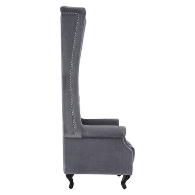 Regents Park Grey Velvet Porter Chair with Button Tufting
