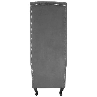 Regents Park Grey Velvet Porter Chair with Button Tufting