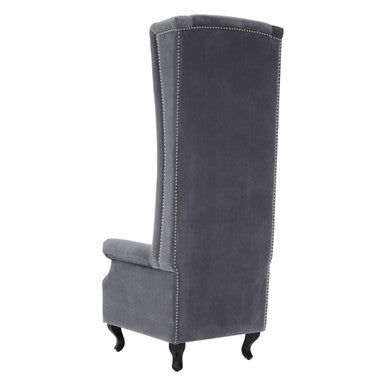 Regents Park Grey Velvet Porter Chair with Button Tufting