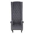 Regents Park Grey Velvet Porter Chair with Button Tufting