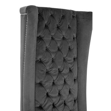 Regents Park Grey Velvet Porter Chair with Button Tufting