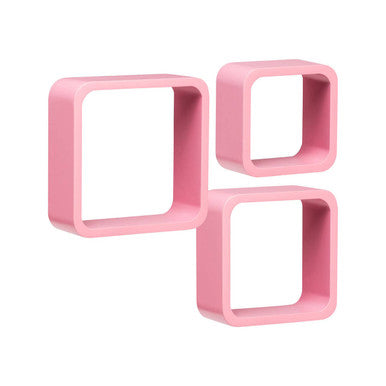 Set Of Three Pink Mdf | Wall Cubes