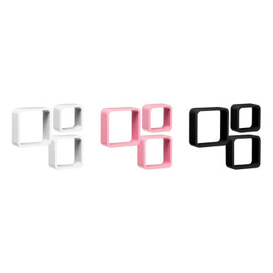 Set Of Three Pink Mdf Wall Cubes
