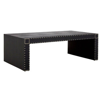 Black Leather Effect Rectangular Coffee Table, Sloane
