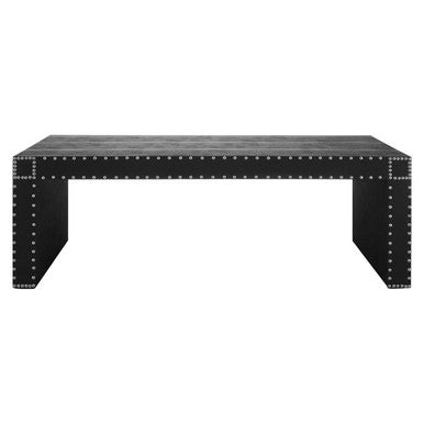 Black Leather Effect Rectangular Coffee Table, Sloane