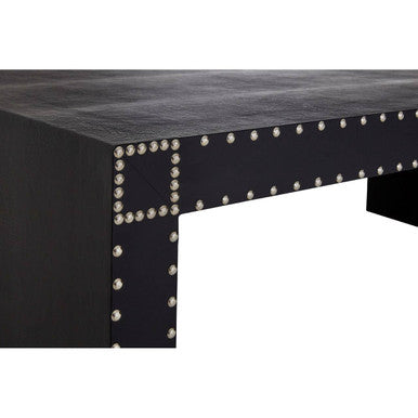 Black Leather Effect Rectangular Coffee Table, Sloane
