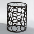 Antalya Black Metal Side Table with Tempered Glass Top
