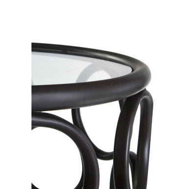 Black Round Glass Top Side Table with Circular Frame Design Meta Base, Antalya