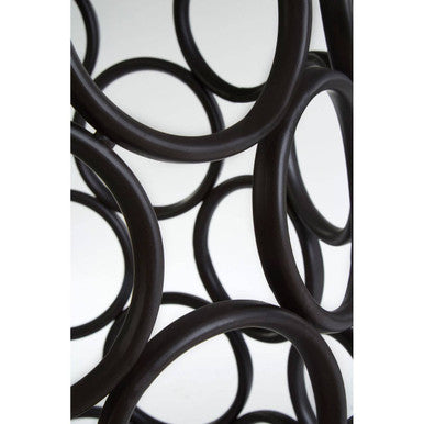 Black Round Glass Top Side Table with Circular Frame Design Meta Base, Antalya