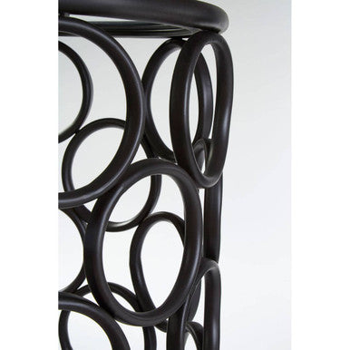 Black Round Glass Top Side Table with Circular Frame Design Meta Base, Antalya