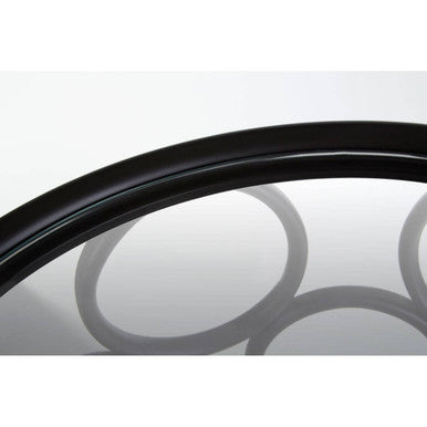 Black Round Glass Top Side Table with Circular Frame Design Meta Base, Antalya