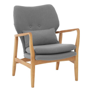 Stockholm Grey Fabric Chair with Natural Birchwood Frame