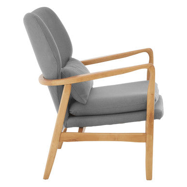 Stockholm Grey Fabric Chair with Natural Birchwood Frame