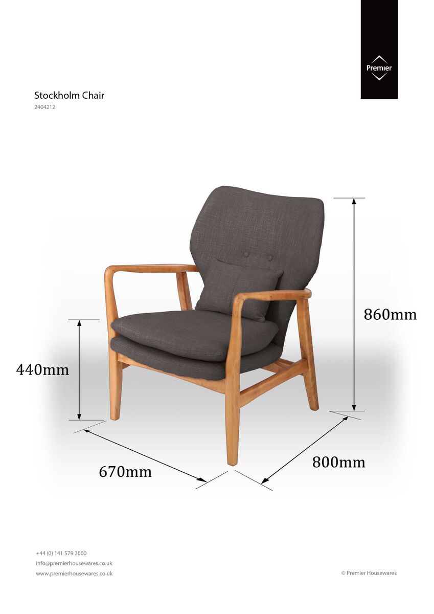 Stockholm Grey Fabric Chair with Natural Birchwood Frame