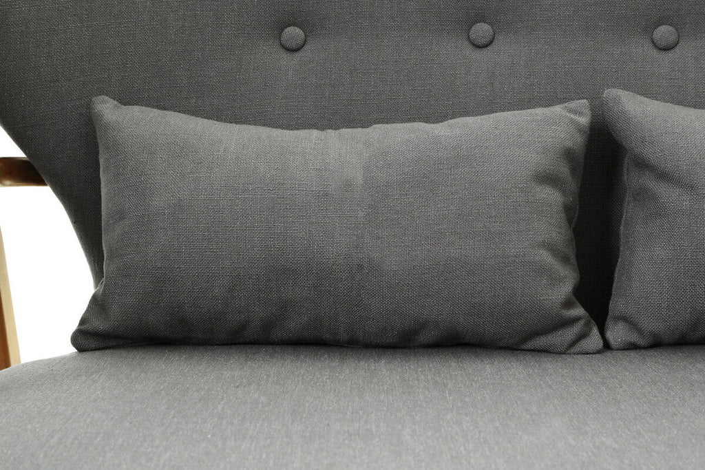 2 Seater Grey Sofa with Birchwood Frame | Stockholm