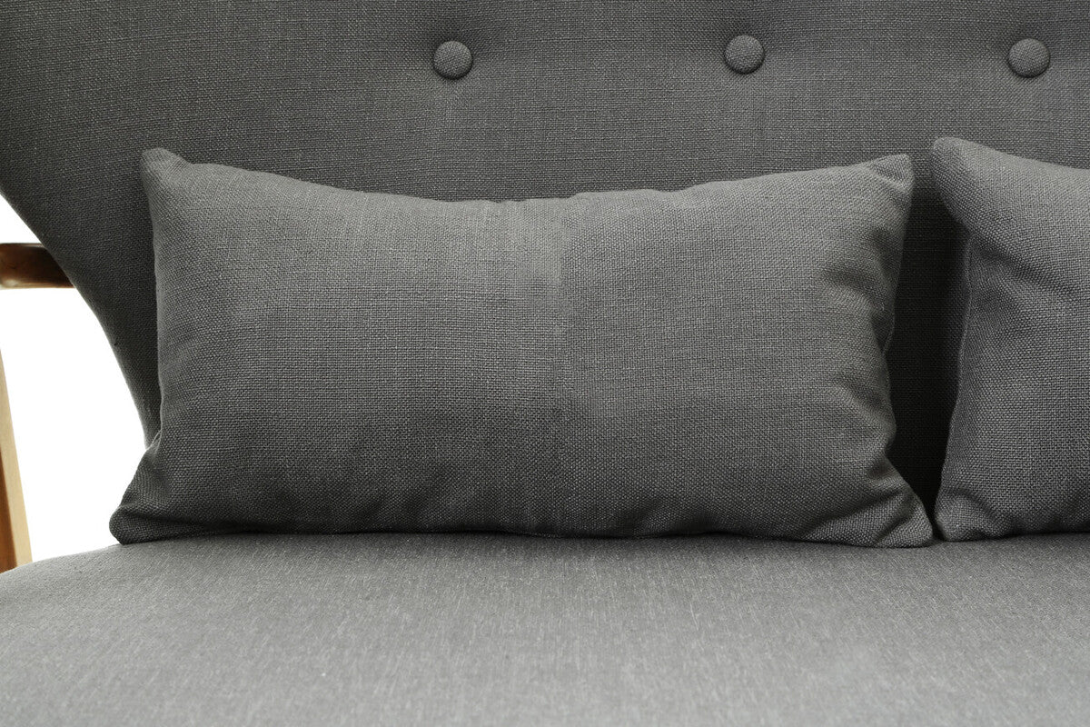 2 Seater Grey Sofa with Birchwood Frame, Stockholm
