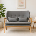 2 Seater Grey Sofa with Birchwood Frame | Stockholm