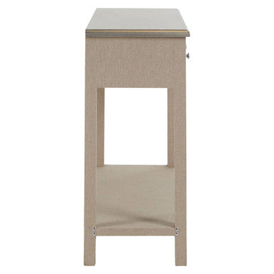 Natural Wooden 3-Drawer Console Table with Silver Top, Manhattan