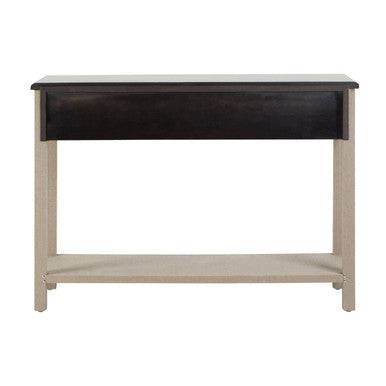 Natural Wooden 3-Drawer Console Table with Silver Top, Manhattan