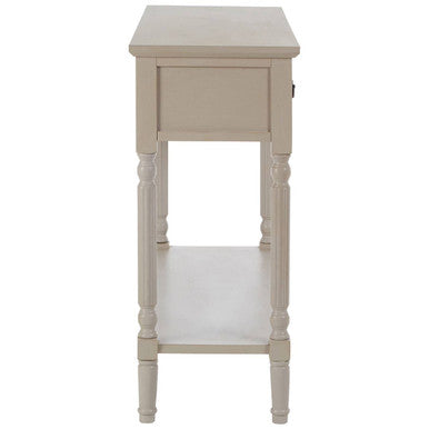 Grey Natural Wood Two-Tier Display Top Console Table with 2 Drawers and Carved Legs, Heritage